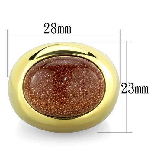 TK1781 - IP Gold(Ion Plating) Stainless Steel Ring with Synthetic Twinkling in Topaz - Alamode - Flyclothing LLC