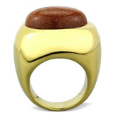 TK1781 - IP Gold(Ion Plating) Stainless Steel Ring with Synthetic Twinkling in Topaz - Alamode
