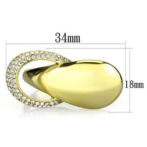 TK1782 - IP Gold(Ion Plating) Stainless Steel Ring with Top Grade Crystal in Clear - Alamode - Flyclothing LLC