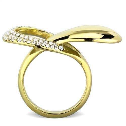 TK1782 - IP Gold(Ion Plating) Stainless Steel Ring with Top Grade Crystal in Clear - Alamode - Flyclothing LLC