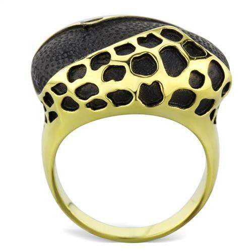 TK1784 - IP Gold(Ion Plating) Stainless Steel Ring with Epoxy in Jet - Alamode - Flyclothing LLC