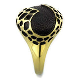 TK1784 - IP Gold(Ion Plating) Stainless Steel Ring with Epoxy in Jet - Alamode - Flyclothing LLC