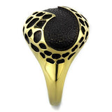 TK1784 - IP Gold(Ion Plating) Stainless Steel Ring with Epoxy  in Jet - Alamode