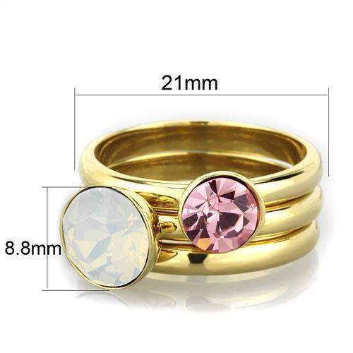 TK1785 - IP Gold(Ion Plating) Stainless Steel Ring with Top Grade Crystal in White - Alamode - Flyclothing LLC