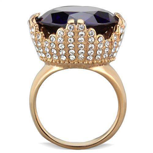 TK1786 - IP Rose Gold(Ion Plating) Stainless Steel Ring with AAA Grade CZ in Amethyst - Alamode - Flyclothing LLC