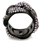 TK1787 - IP Black(Ion Plating) Stainless Steel Ring with Top Grade Crystal  in Light Amethyst - Alamode