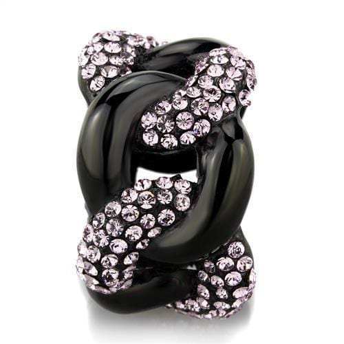 TK1787 - IP Black(Ion Plating) Stainless Steel Ring with Top Grade Crystal in Light Amethyst - Alamode - Flyclothing LLC