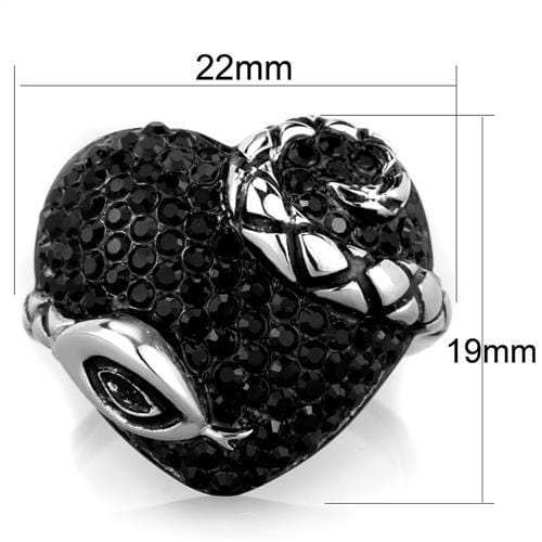 TK1788 - Two-Tone IP Black (Ion Plating) Stainless Steel Ring with Top Grade Crystal in Jet - Alamode - Flyclothing LLC