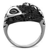 TK1788 - Two-Tone IP Black (Ion Plating) Stainless Steel Ring with Top Grade Crystal  in Jet - Alamode