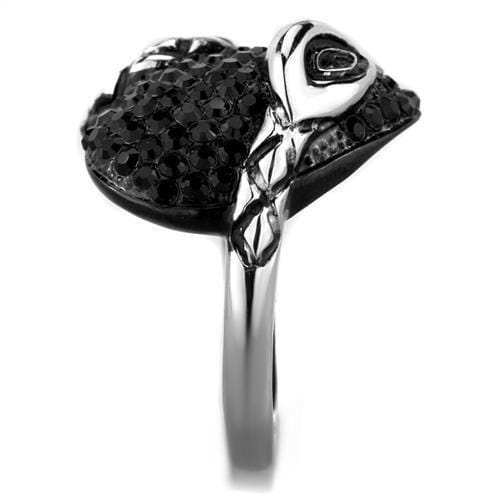 TK1788 - Two-Tone IP Black (Ion Plating) Stainless Steel Ring with Top Grade Crystal in Jet - Alamode - Flyclothing LLC