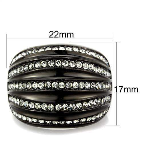 TK1789 - IP Black(Ion Plating) Stainless Steel Ring with Top Grade Crystal in Black Diamond - Alamode - Flyclothing LLC