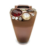 TK1790LC - IP Coffee light Stainless Steel Ring with AAA Grade CZ in Ruby - Alamode - Flyclothing LLC