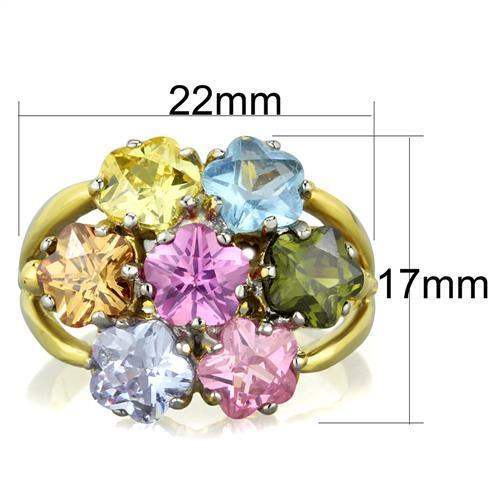 TK1791 - Two-Tone IP Gold (Ion Plating) Stainless Steel Ring with Assorted in Multi Color - Alamode - Flyclothing LLC