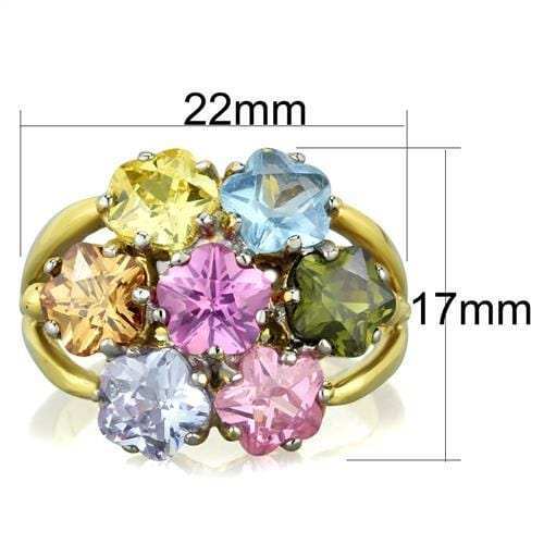 TK1791 - Two-Tone IP Gold (Ion Plating) Stainless Steel Ring with Assorted in Multi Color - Alamode - Flyclothing LLC