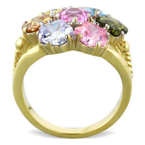 TK1791 - Two-Tone IP Gold (Ion Plating) Stainless Steel Ring with Assorted in Multi Color - Alamode - Flyclothing LLC