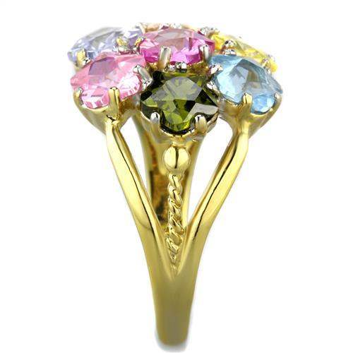 TK1791 - Two-Tone IP Gold (Ion Plating) Stainless Steel Ring with Assorted in Multi Color - Alamode - Flyclothing LLC
