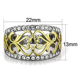 TK1792 - Two-Tone IP Gold (Ion Plating) Stainless Steel Ring with Top Grade Crystal in Clear - Alamode - Flyclothing LLC