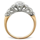 TK1794 - Two-Tone IP Rose Gold Stainless Steel Ring with AAA Grade CZ  in Clear - Alamode