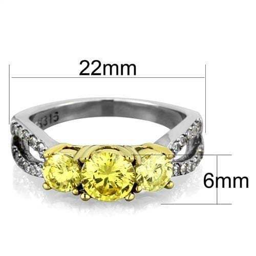 TK1795 - Two-Tone IP Gold (Ion Plating) Stainless Steel Ring with AAA Grade CZ in Topaz - Alamode - Flyclothing LLC