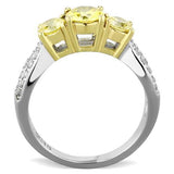 TK1795 - Two-Tone IP Gold (Ion Plating) Stainless Steel Ring with AAA Grade CZ  in Topaz - Alamode