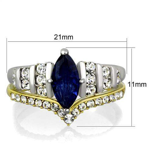 TK1796 - Two-Tone IP Gold (Ion Plating) Stainless Steel Ring with Synthetic Synthetic Glass in Montana - Alamode - Flyclothing LLC