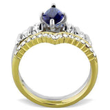 TK1796 - Two-Tone IP Gold (Ion Plating) Stainless Steel Ring with Synthetic Synthetic Glass in Montana - Alamode - Flyclothing LLC