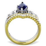 TK1796 - Two-Tone IP Gold (Ion Plating) Stainless Steel Ring with Synthetic Synthetic Glass in Montana - Alamode