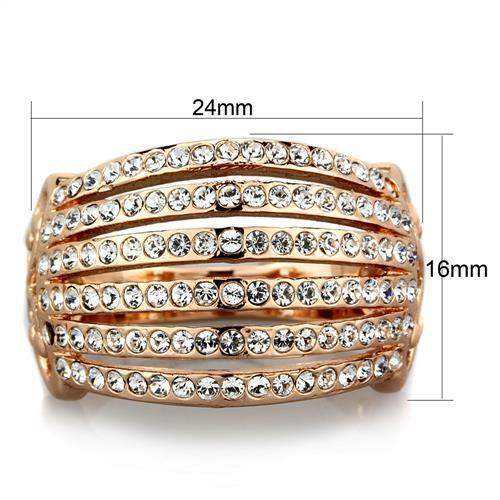 TK1797 - IP Rose Gold(Ion Plating) Stainless Steel Ring with Top Grade Crystal in Clear - Alamode - Flyclothing LLC