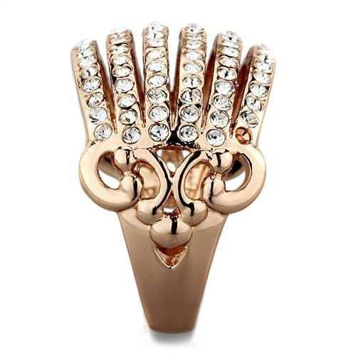 TK1797 - IP Rose Gold(Ion Plating) Stainless Steel Ring with Top Grade Crystal in Clear - Alamode - Flyclothing LLC