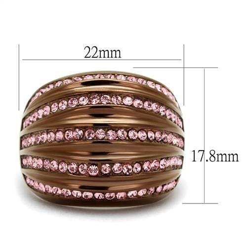 TK1789LC - IP Coffee light Stainless Steel Ring with Top Grade Crystal in Light Rose - Alamode - Flyclothing LLC