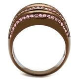 TK1789LC - IP Coffee light Stainless Steel Ring with Top Grade Crystal  in Light Rose - Alamode