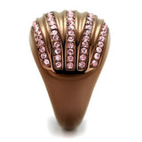TK1789LC - IP Coffee light Stainless Steel Ring with Top Grade Crystal  in Light Rose - Alamode