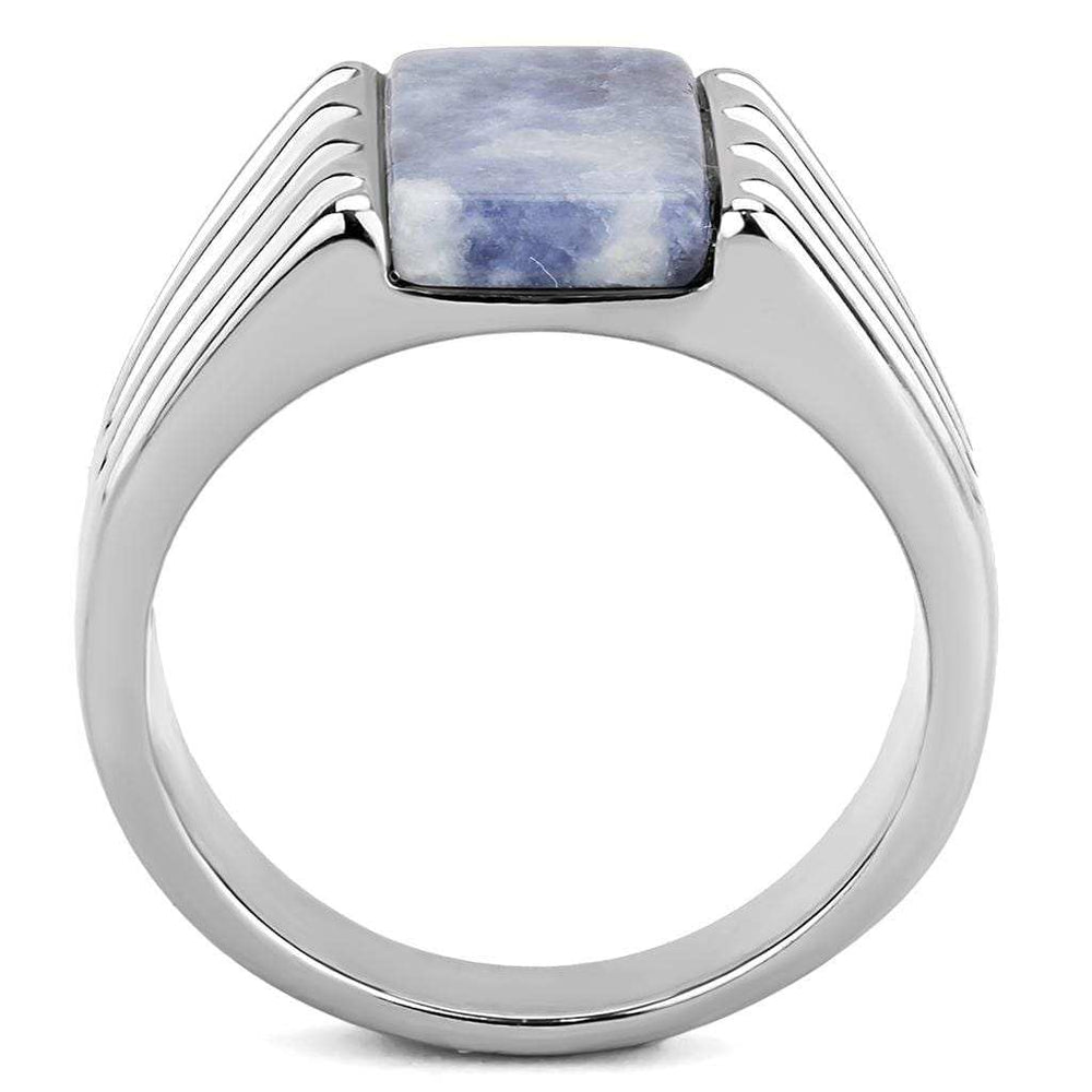 TK1799 - High polished (no plating) Stainless Steel Ring with Semi-Precious Sodalite in Capri Blue - Alamode - Flyclothing LLC