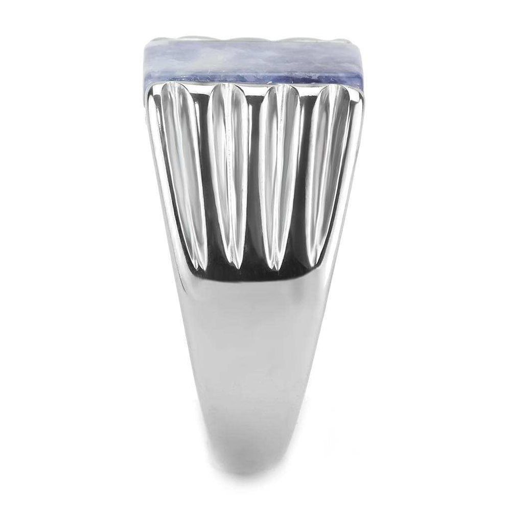 TK1799 - High polished (no plating) Stainless Steel Ring with Semi-Precious Sodalite in Capri Blue - Alamode - Flyclothing LLC