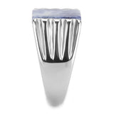 TK1799 - High polished (no plating) Stainless Steel Ring with Semi-Precious Sodalite in Capri Blue - Alamode