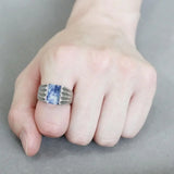 TK1799 - High polished (no plating) Stainless Steel Ring with Semi-Precious Sodalite in Capri Blue - Alamode - Flyclothing LLC