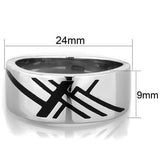 TK1800 - High polished (no plating) Stainless Steel Ring with Epoxy  in Jet - Alamode