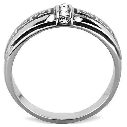 TK1801 - High polished (no plating) Stainless Steel Ring with Top Grade Crystal in Clear - Alamode - Flyclothing LLC