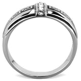 TK1801 - High polished (no plating) Stainless Steel Ring with Top Grade Crystal  in Clear - Alamode