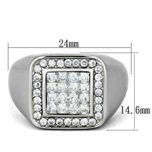 TK1802 - High polished (no plating) Stainless Steel Ring with AAA Grade CZ in Clear - Alamode - Flyclothing LLC