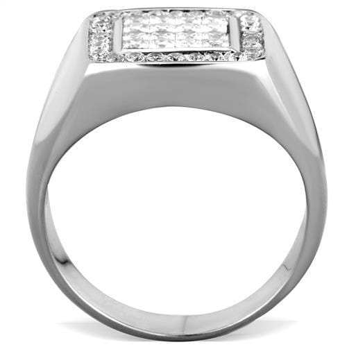 TK1802 - High polished (no plating) Stainless Steel Ring with AAA Grade CZ in Clear - Alamode - Flyclothing LLC