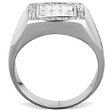 TK1802 - High polished (no plating) Stainless Steel Ring with AAA Grade CZ  in Clear - Alamode