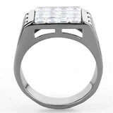 TK1803 - High polished (no plating) Stainless Steel Ring with AAA Grade CZ in Clear - Alamode - Flyclothing LLC