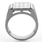TK1803 - High polished (no plating) Stainless Steel Ring with AAA Grade CZ  in Clear - Alamode