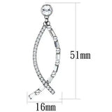 TK1806 - High polished (no plating) Stainless Steel Earrings with Top Grade Crystal in Clear - Alamode - Flyclothing LLC