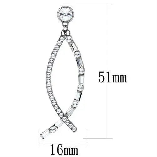 TK1806 - High polished (no plating) Stainless Steel Earrings with Top Grade Crystal in Clear - Alamode - Flyclothing LLC