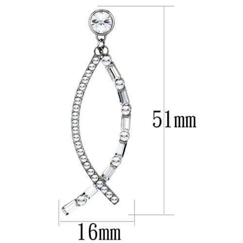 TK1806 - High polished (no plating) Stainless Steel Earrings with Top Grade Crystal in Clear - Alamode - Flyclothing LLC