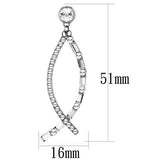 TK1806 - High polished (no plating) Stainless Steel Earrings with Top Grade Crystal in Clear - Alamode - Flyclothing LLC