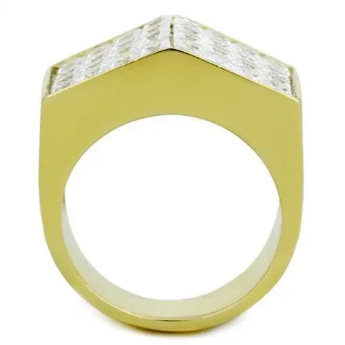 TK1808 - IP Gold(Ion Plating) Stainless Steel Ring with AAA Grade CZ in Clear - Alamode - Flyclothing LLC