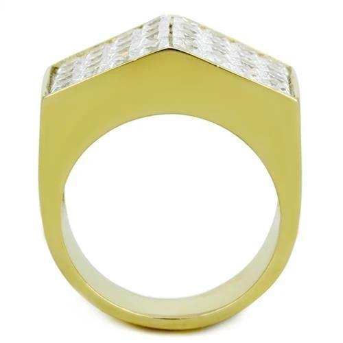 TK1808 - IP Gold(Ion Plating) Stainless Steel Ring with AAA Grade CZ in Clear - Alamode - Flyclothing LLC